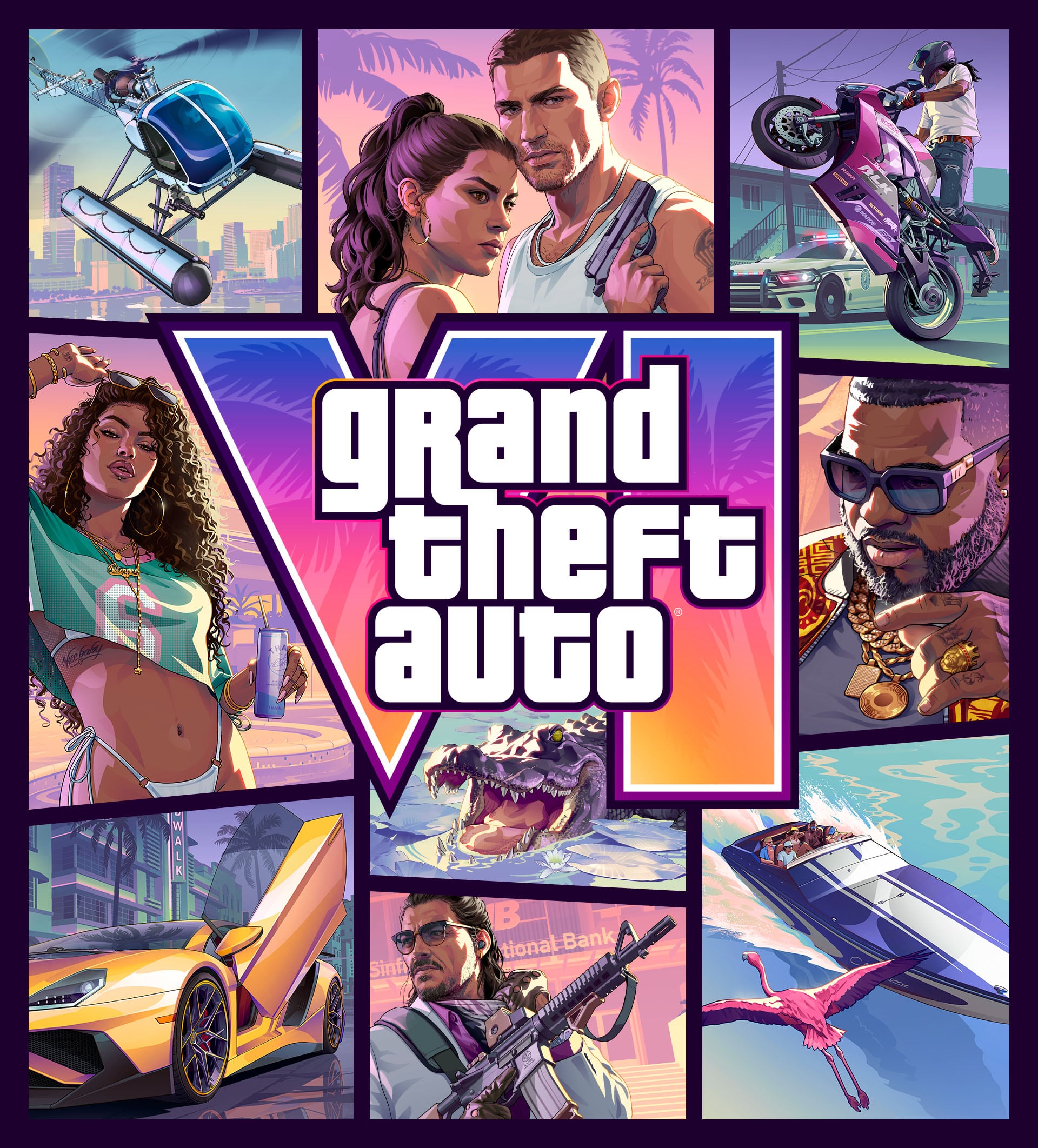 Pôster oficial do primeiro trailer de Grand Theft Auto VI.